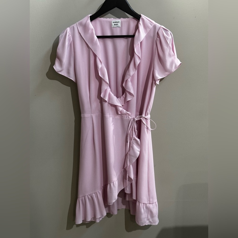 Aritzia Pink Ruffled Wrap Dress